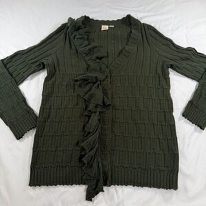 Anthropologie Little Yellow Bird Wool Blend Long Sleeve Cardigan Sweater Green